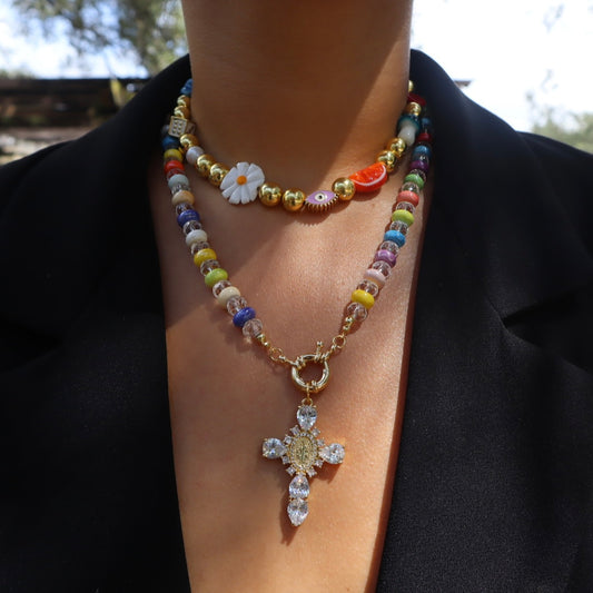 Colored Cross Necklace